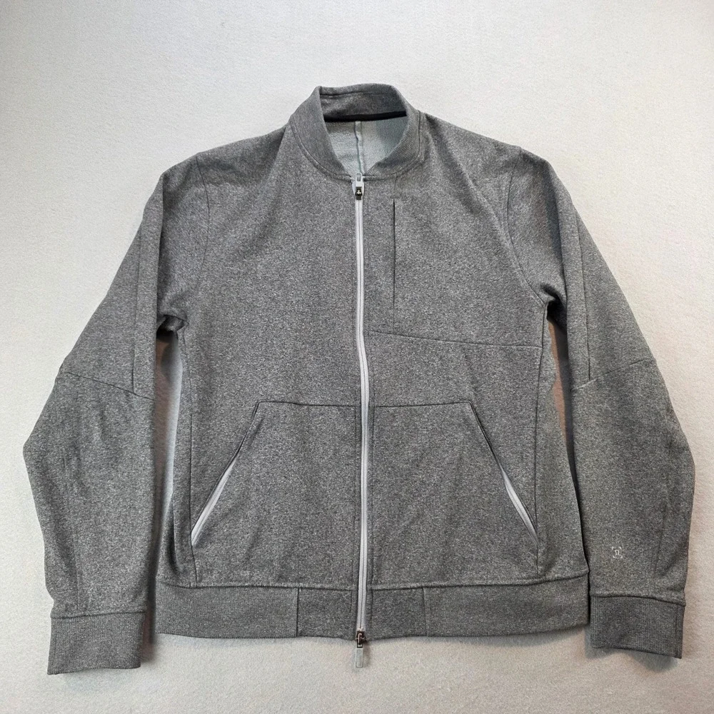 Lululemon Men's City Sweat Bomber Thermo Heathered Light Cast Grey‎ Full Zip Lg